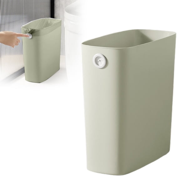 Slim Space Saving Small Trash Can Durable Wastebasket Household Trash Can Bathroom Mini Trash Bin Easy Clean Plastic Wastebasket Fixing Hole Trash Bin Open Top Corner Waste Bin