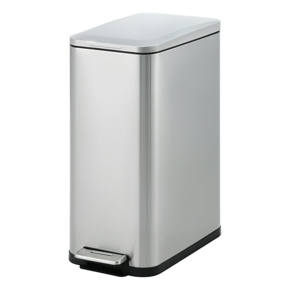 Slim Stainless Steel Kitchen Trash Can 13.2 Gallon / 50L – Removable Inner Bucket – Soft-Close Lid – Fingerprint-Resistant – Space-Saving Rectangular Step Pedal Garbage Bin