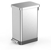 Slim Stainless Steel Step Trash Can 13 Gal - Fingerprint-Resistant, Soft-Close Lid for Kitchen Cleanup, Space-Saving Hands-Free Garbage Bin (50L Commercial)