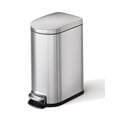 thumbnail image 1 of Slim Stainless Steel Step Trash Can 2.6 Gallon/10L with Lid - Soft Close, Removable Inner Bucket, Rear Handle, Waterproof, Space-Saving Waste Bin for Bathroom, Kitchen, Office - Stainless Steel Color, 1 of 7