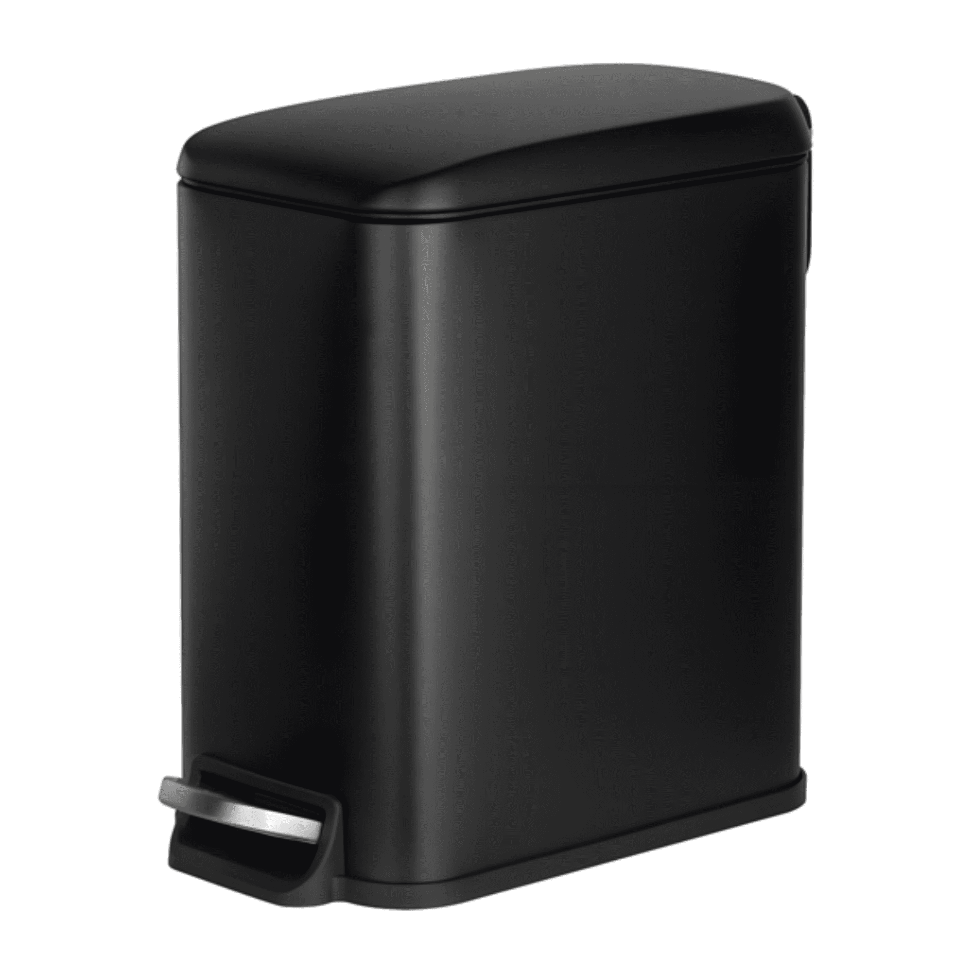 Slim Step Trash Can with Soft Close Lid, 6L Steel Garbage Can with Detachable Inner Bin, Black, for Bathroom, Kitchen & Office, 11.4 x 5.71 x 10.7 Inch