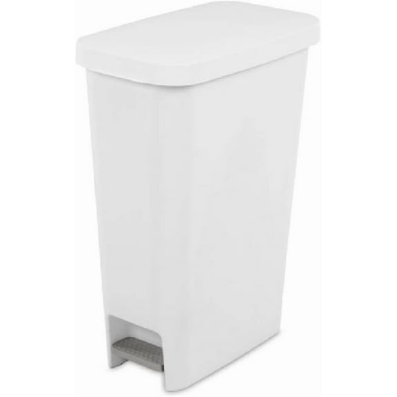 Slim Stepon Wastebasket, White, Gallon