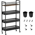 Slim Storage Cart, 4 Tier Kitchen Rolling Utility Cart, Narrow Unit