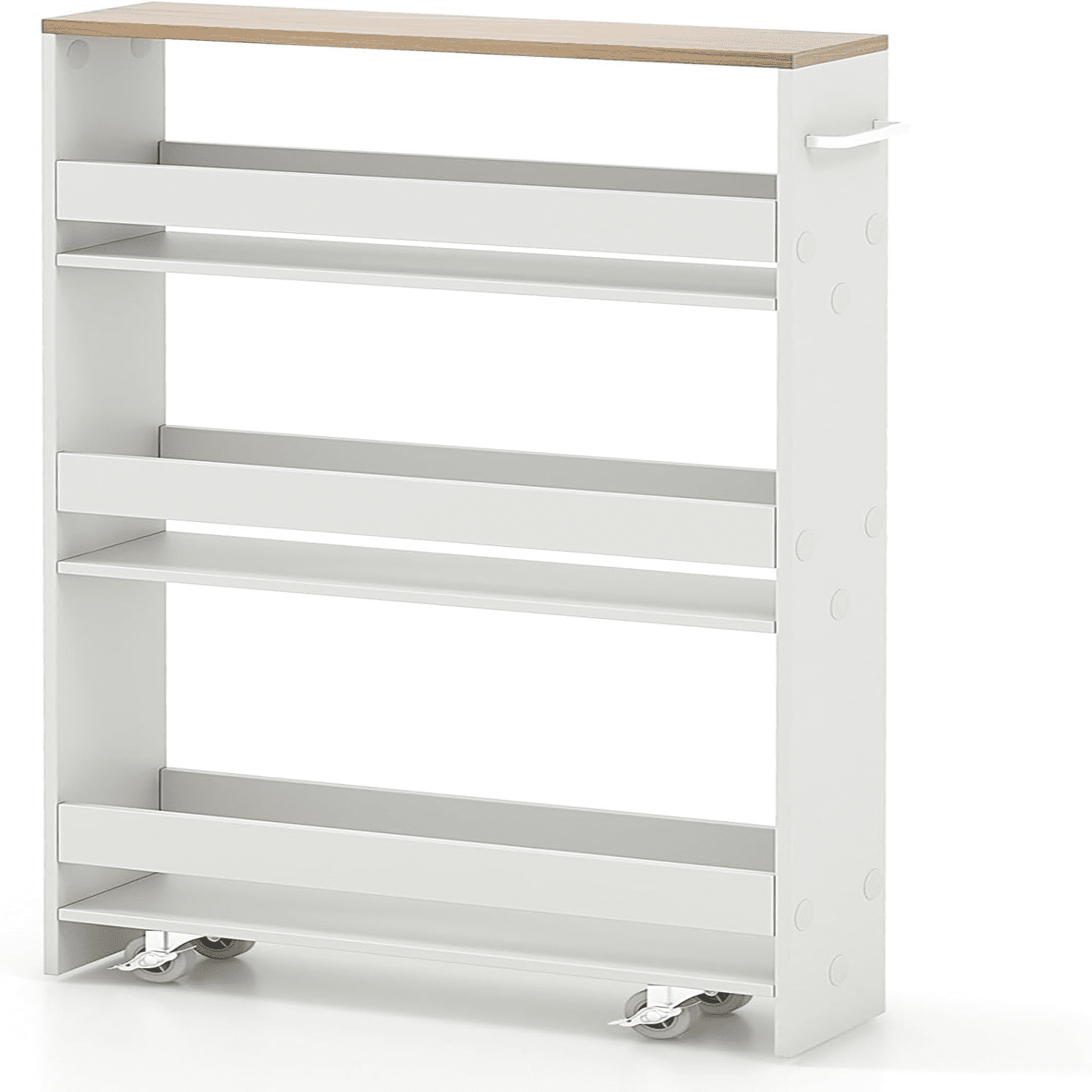 Slim Storage Cart 4Tier Rolling Cart with Handle Laundry Cart Between