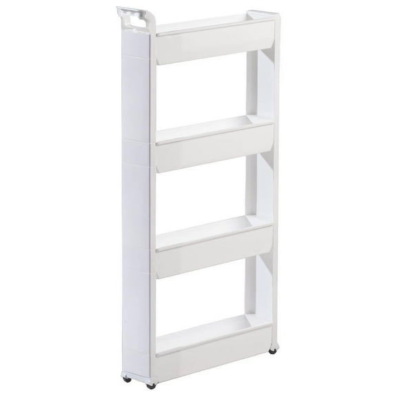 Slim Storage Cart 4 Tier - Rolling Utility Cart, Kitchen Bathroom Laundry Room Organizer - Durable Plastic, 21x5x40 inches