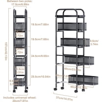 Slim Storage Cart 5 Tier with Pull Out Basket Bathroom Organizer Rolling cart, Rolling Utility Cart Slide Out Organizer for Kitchen, Bathroom, Laundry Black