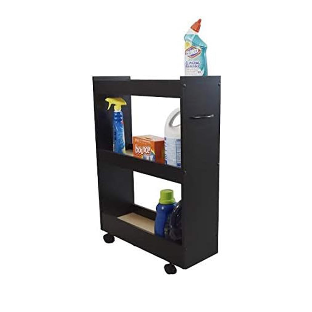 Slim Storage Cart, Laundry Caddy with 3 Open Shelves for Storing