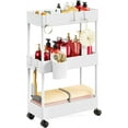 thumbnail image 1 of Slim Storage Cart with Wheels, Bathroom Cart Organizer Small, Rolling Cart for Bathroom, Laundry Room, Kitchen, Narrow Space, White PIUC04W, 7.08/''D X 15.7/''W X 25.2/''H, 1 of 7