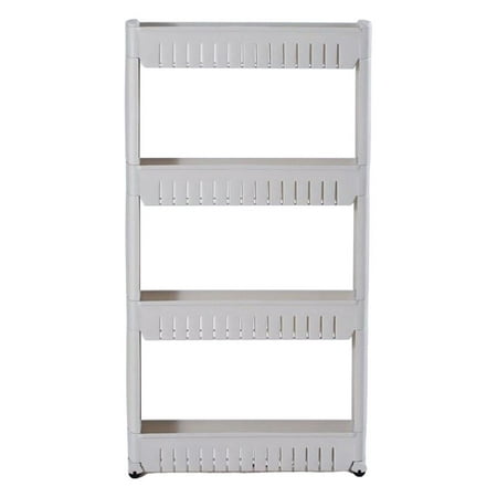 Slim Storage Shelf Cart Mobile Living Room for Narrow , Gray 4 Layers