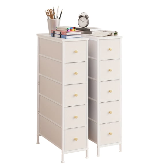 Slim Storage Tower, 4/5-Drawer Fabric Dresser for Small Spaces, Bedroom, Bathroom, Closet, Laundry