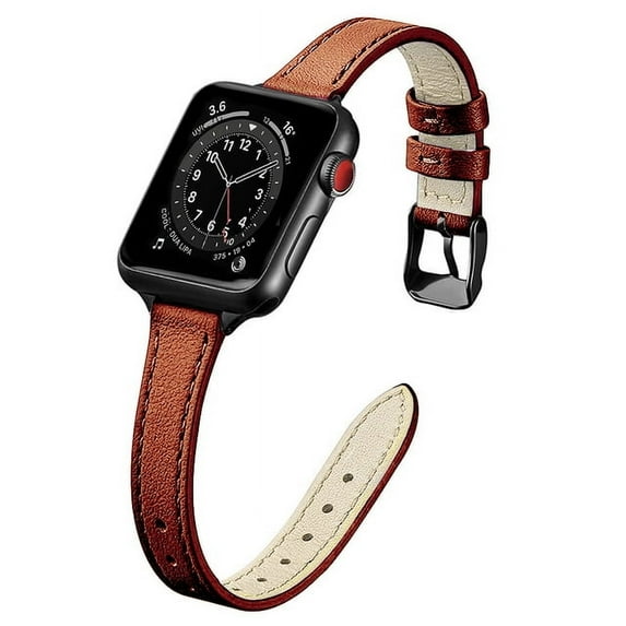Slim Strap for Apple watch band 44mm 45mm 49mm 42mm 41mm Soft Leather Wrsitband bracelet correa for iWAtch series 8 7 SE 5 4 6 ultra (black Brown,42mm 44mm 45mm 49mm)