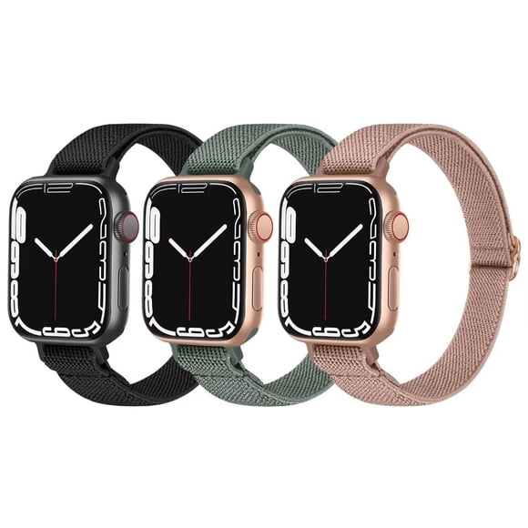 Slim Stretchy Nylon Solo Loop Bands Compatible with Apple Watch Band 38mm 40mm 41mm 42mm 44mm 45mm, Adjustable Braided Sport Elastic Thin Wristbands Women Straps for iWatch Series 7/6/5/4/3/2/1/SE