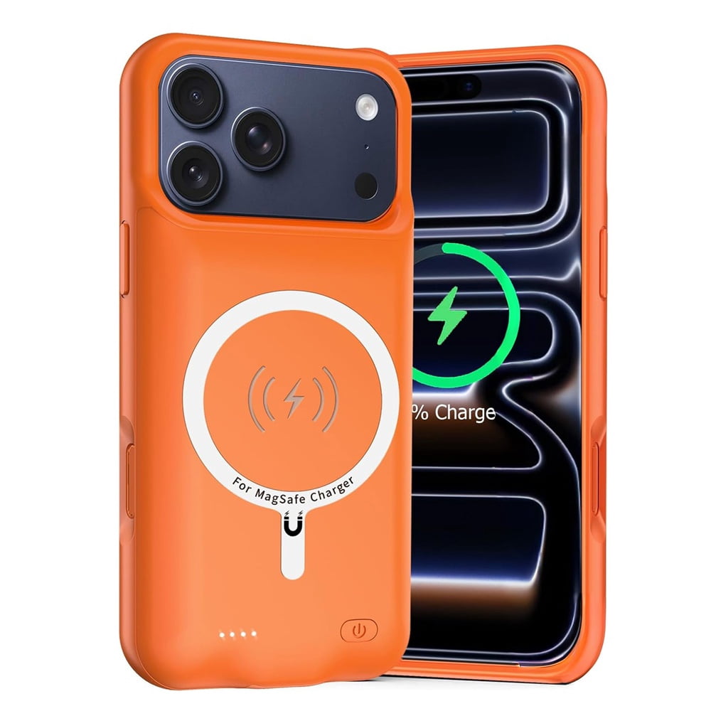 Slim Strong Charging Case with Msafe Charging (7000 mAh) for iPhone 17 Pro Max - Orange