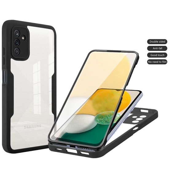 Slim TPU Case for Samsung Galaxy A35,ShellTech Shockproof Rubber Case Built-in Screen Protector Transparent Cover Full Body Protective for Galaxy A35 5G,Black