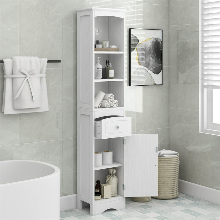 DECOMIL Small Bathroom Storage Cabinet, Bathroom Storage Organizer storage  Shelf, Slim, Toilet Paper Organizer, Towel Storagesingle DOOR 