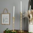 thumbnail image 1 of Northlight Slim Textured Metal Taper Holders with Lily Pad Base - 16" - Gold - Set of 2, 1 of 6