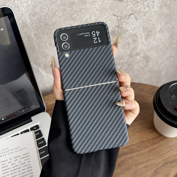 Slim and Thin Carbon Fiber Case for Samsung Galaxy Z Flip 4, Compatible with MagSafe, Aramid Fiber Lightweight Anti-Scratch Cover with Magnetic for Men & Women, for Samsung Galaxy Z Flip 4, Black