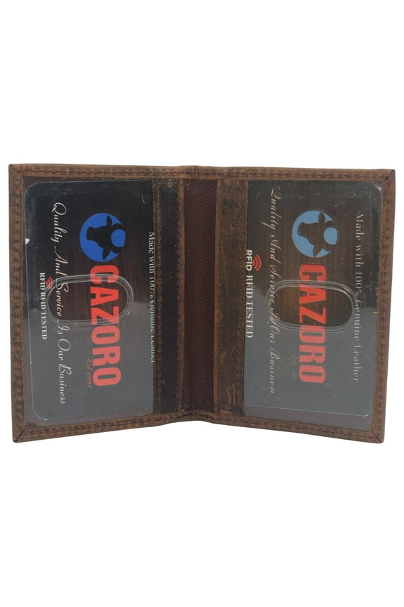 Slim Thin Genuine Leather 2 ID Window Mini Wallet Holder Bifold Driver's License Safe