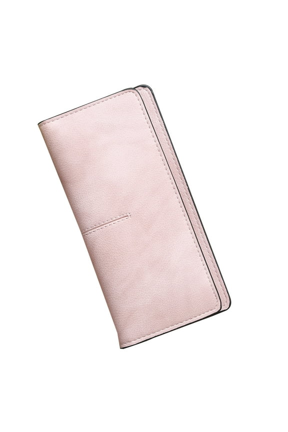 Slim Thin Leather Women Wallet Blocking Credit Card Holder Bifold Long Ladies Billfold-Light powder