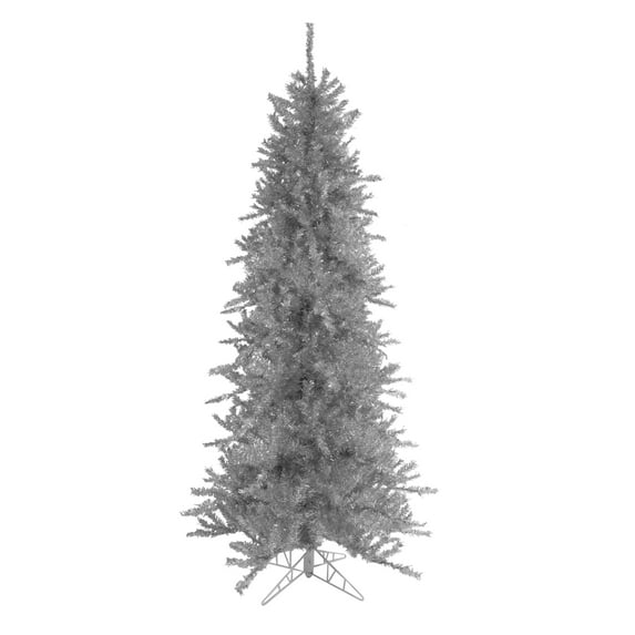 Slim Tinsel Artificial Christmas Tree - 9' - Silver - Unlit