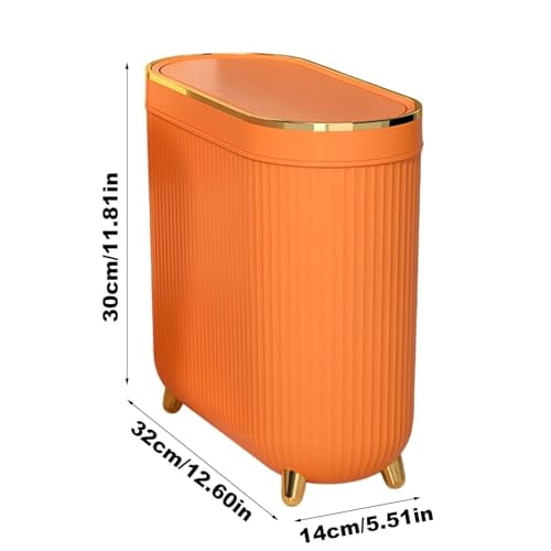 Slim Toilet Trash Can with Lid | Bathroom Paper Garbage Can | Compact ...