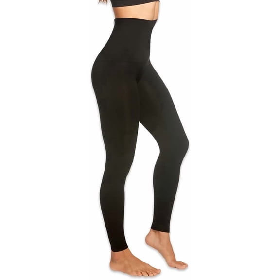 Slim & Tone Leggings by Genie - Women’s High-Waisted Compression Workout Leggings - Tummy Control Fit - Black