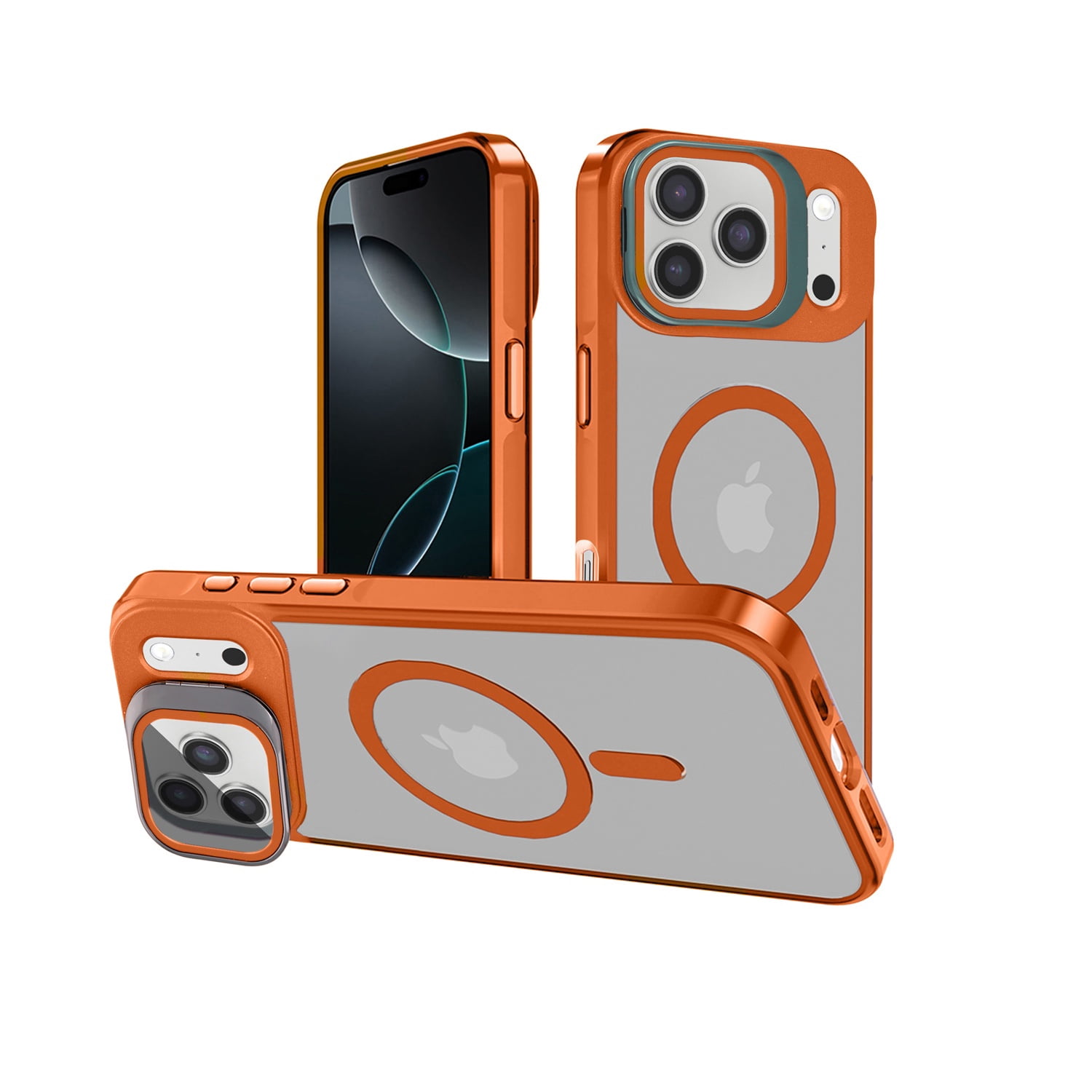 Slim Transparent Camera Stand Case with Wireless Charging for iPhone 17 Pro Max