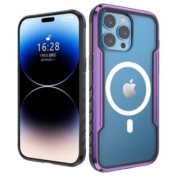 Slim Transparent Case for iPhone 15 Magnetic Cover Compatible with MagSafe, Military Grade Protection Shockproof Anti-Scratch Crystal Clear Phone Case for iPhone 15, Purple
