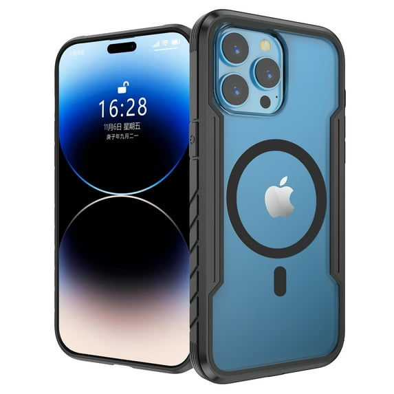 Slim Transparent Case for iPhone 15 Plus Magnetic Cover Compatible with MagSafe, Military Grade Protection Shockproof Anti-Scratch Crystal Clear Phone Case for iPhone 15 Plus, Black