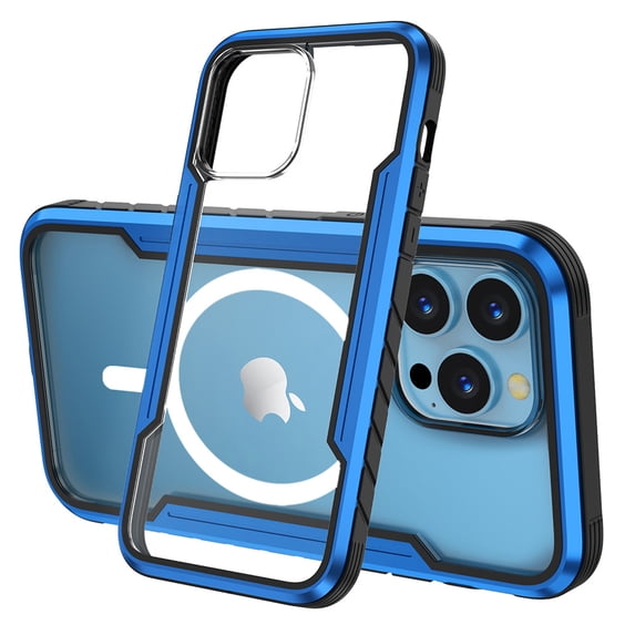 Slim Transparent Case for iPhone 15 Pro Max Magnetic Cover Compatible with MagSafe, Military Grade Protection Shockproof Anti-Scratch Crystal Clear Phone Case for iPhone 15 Pro Max, Blue
