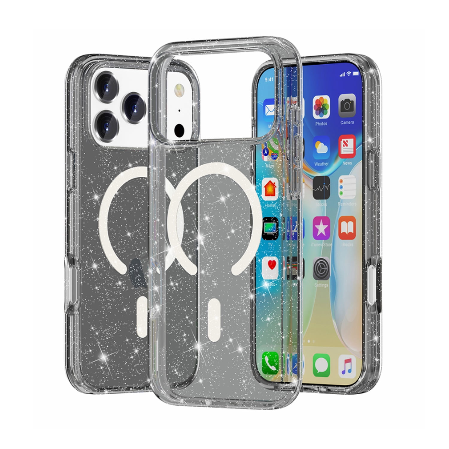 Slim Transparent Color Case with Magsafe for iPhone 17 Pro - Sparkle Black