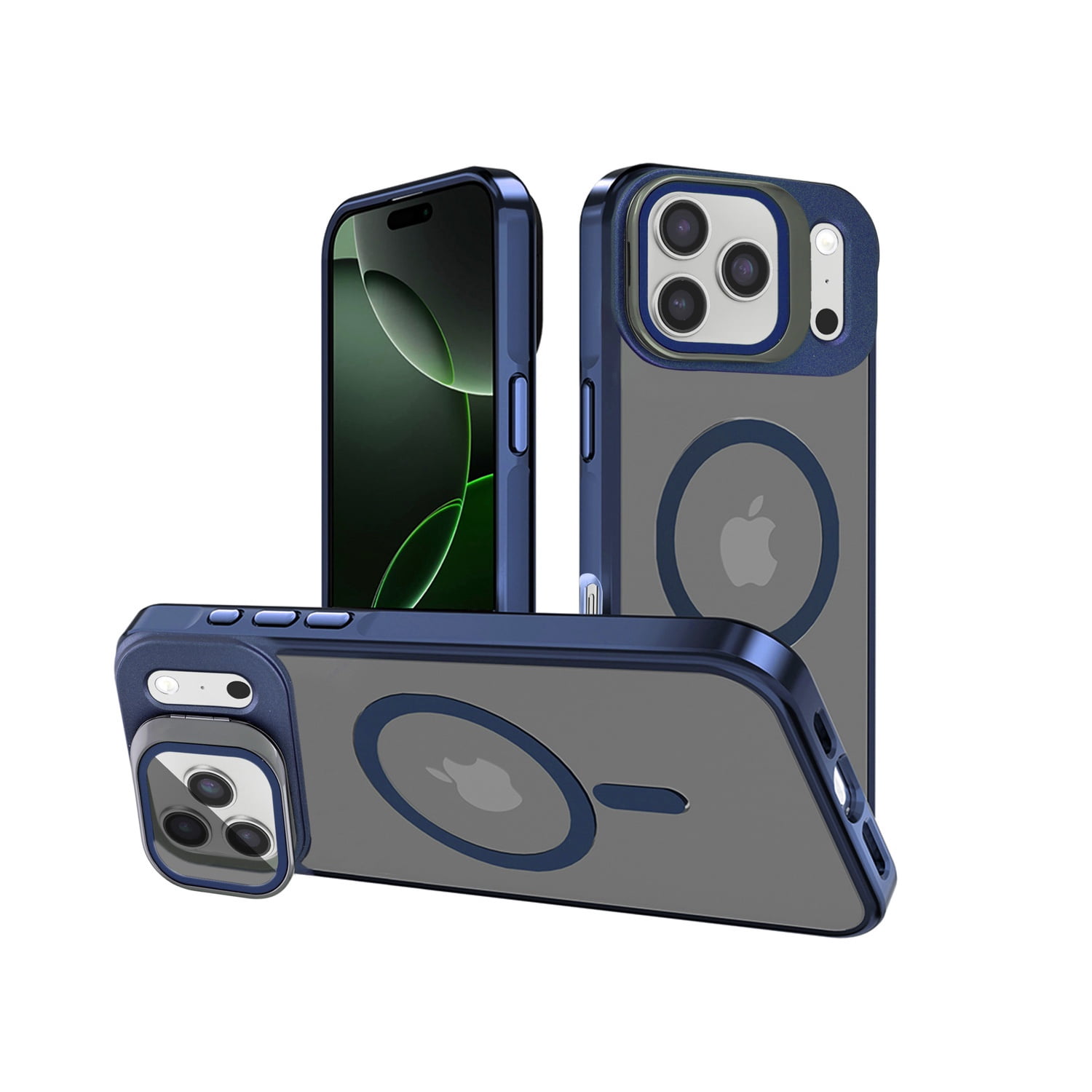 Slim Transparent Lens Stand Phone Case for iPhone 17 Pro Max - Navy Blue
