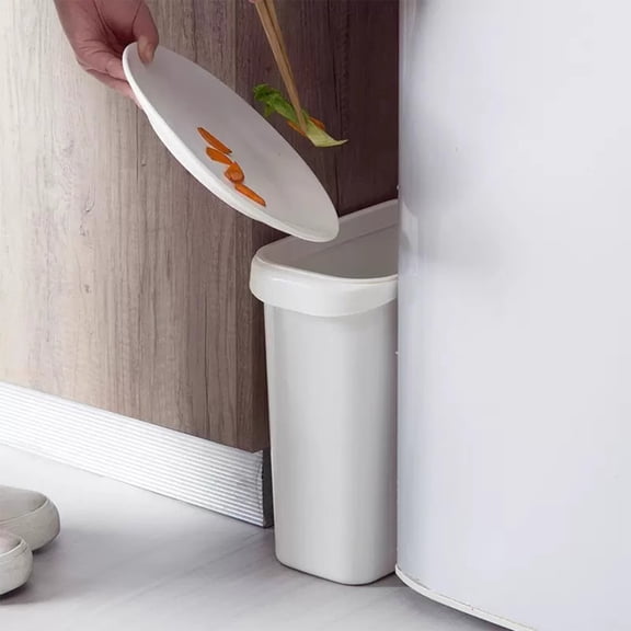 Slim Trash Can Narrow Garbage Bin Plastic Waste Basket Rectangular Lidless Rubbish Container for Kitchen Living Room Bathroom Hallway Household Indoor Space Saving Use