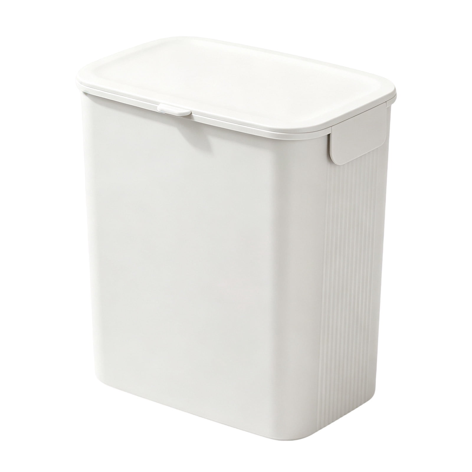 Slim Trash Can, Rectangular Lidded Waste Bin With Bag Holder Clip ...