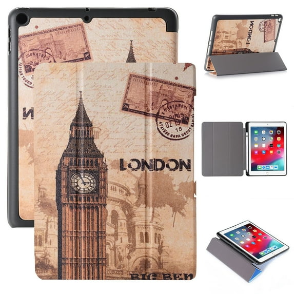 Slim Tri-Fold Case for 9.7 inch iPad 6th Gen/iPad 5th Gen/iPad Air 2/iPad Air 1st Gen, Dteck Microfiber Inner Smart Cover Auto Wake/Sleep & Pencil Holder,12# London