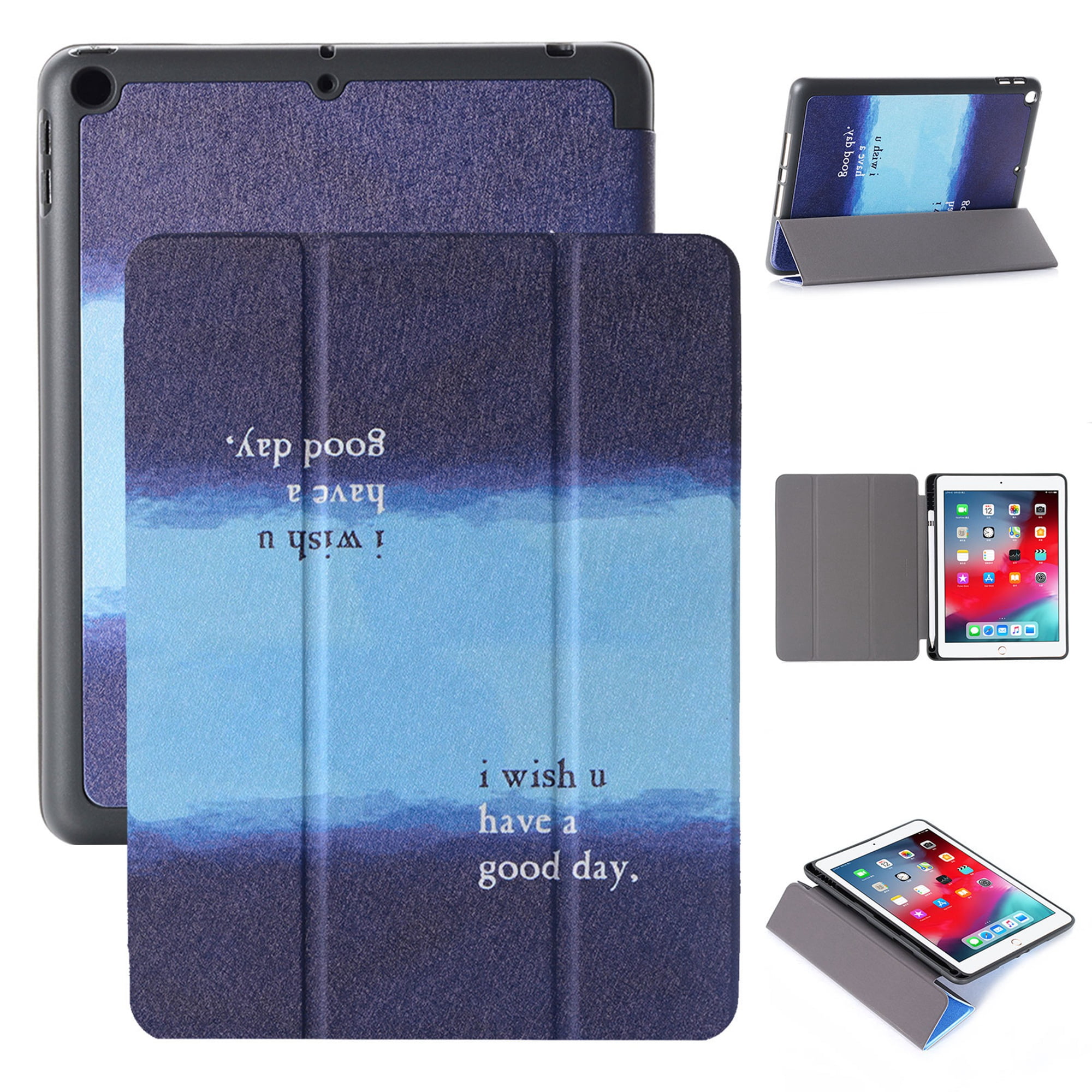For iPad 9th 10th Generation Case With Pen Holder Trifold Smart
