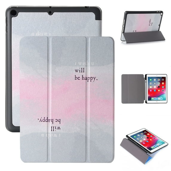Slim Tri-Fold Case for iPad 7th Generation 10.2" 2019 /iPad 8th Generation 2020 Tablet, with Microfiber Inner Smart Cover Auto Wake/Sleep & Pencil Holder,25# Happy