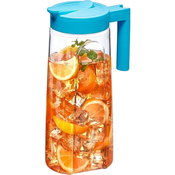- Slim - Tritan Pitcher (64 oz), Unbreakable Plastic Water Pitcher with Lid, BPA-Free, Heat-Resistant, Dishwasher-Safe, Great for Both Iced and Hot Drinks, Indoors and Outdoors, Blue