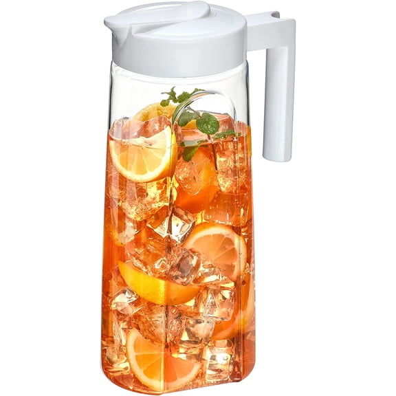 - Slim - Tritan Pitcher (64 oz), Unbreakable Plastic Water Pitcher with Lid, BPA-Free, Heat-Resistant, Dishwasher-Safe, Great for Both Iced and Hot Drinks, Indoors and Outdoors, White