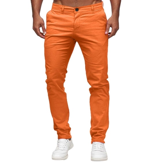 Slim Waist Full Trousers Men's Casual Solid Mid Pocket Length Fashion Pant Men's Pants Clothes