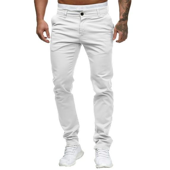 Slim Waist Full Trousers Men's Casual Solid Mid Pocket Length Fashion Pant Men's pants Outdoor Warm Pants for Man Foam Casual Pants Sports