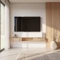 thumbnail image 1 of Nexera Slim Wall-Mounted Tv Stand Fits Tv's up to 72" with 2 Storage Cabinets, Natural Blonde Oak, 1 of 9