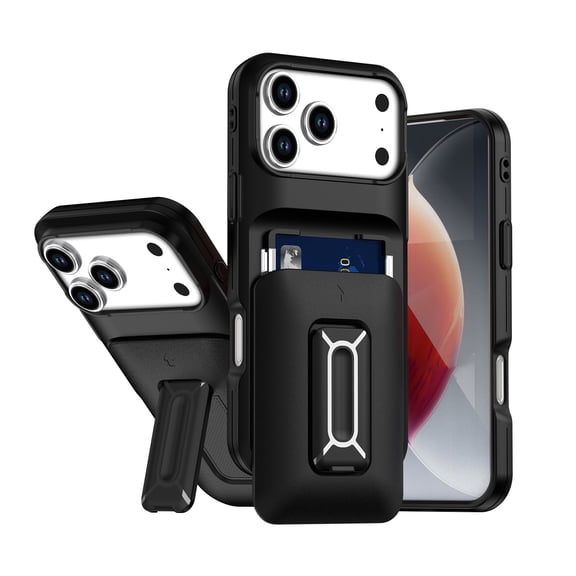 Slim Wallet Card Holder Case for iPhone 17 Pro Max - Black
