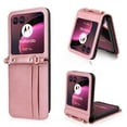 thumbnail image 1 of Slim Wallet Case for Motorola Razr 40 Ultra, Adjustable Crossbody Strap Premium PU Leather + Hard PC Folding Cover with Card Holder Slots for Motorola Razr 40 Ultra 6.9 Inch, Pink, 1 of 8