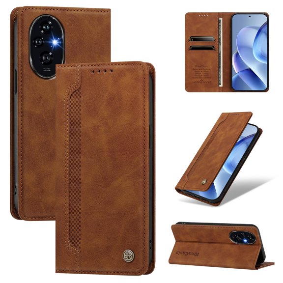 Slim Wallet Case for Honor 200 Magnet & Drop Proof Brown