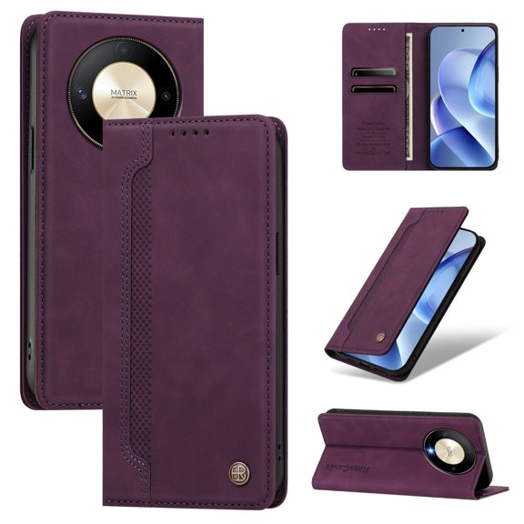 Slim Wallet Case for Honor X9b 5G Magnet & Drop Proof Purple
