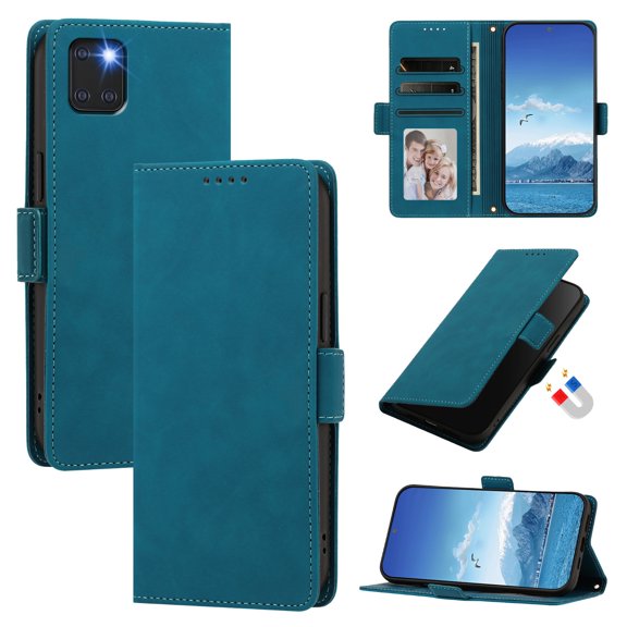 Slim Wallet Case for Samsung Galaxy Note 10 Lite with Card Slots & Stand Function Lake blue
