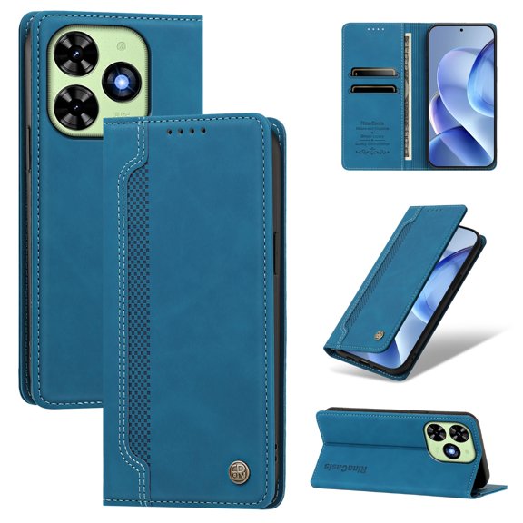 Slim Wallet Case for Tecno Spark Go 2024 Magnet & Drop Proof Light Blue