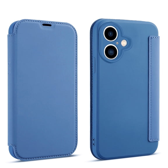 Slim Wallet Case For iPhone 7 / 8 / SE 2022 & 2020, Premium PU Leather Flip Cover with Card Holder, Soft Fiber Flocking Lining for Screen Protection Shockproof Case Wireless Charging, Blue