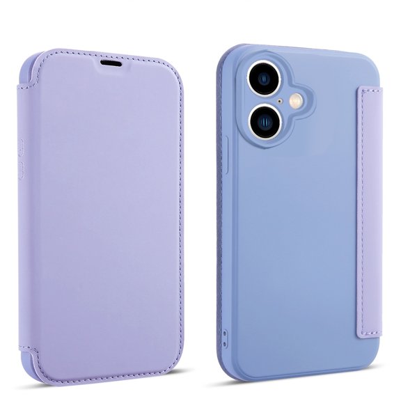Slim Wallet Case For iPhone 8 Plus/7 Plus, Premium PU Leather Flip Cover with Card Holder, Soft Fiber Flocking Lining for Screen Protection Shockproof Case Wireless Charging, Purple